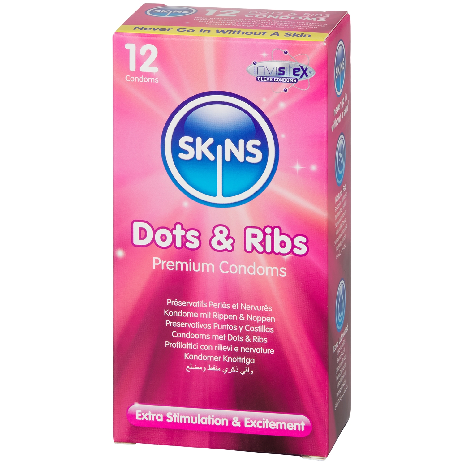 Skins Dots  Ribs Kondomer 12 Stk - Klar