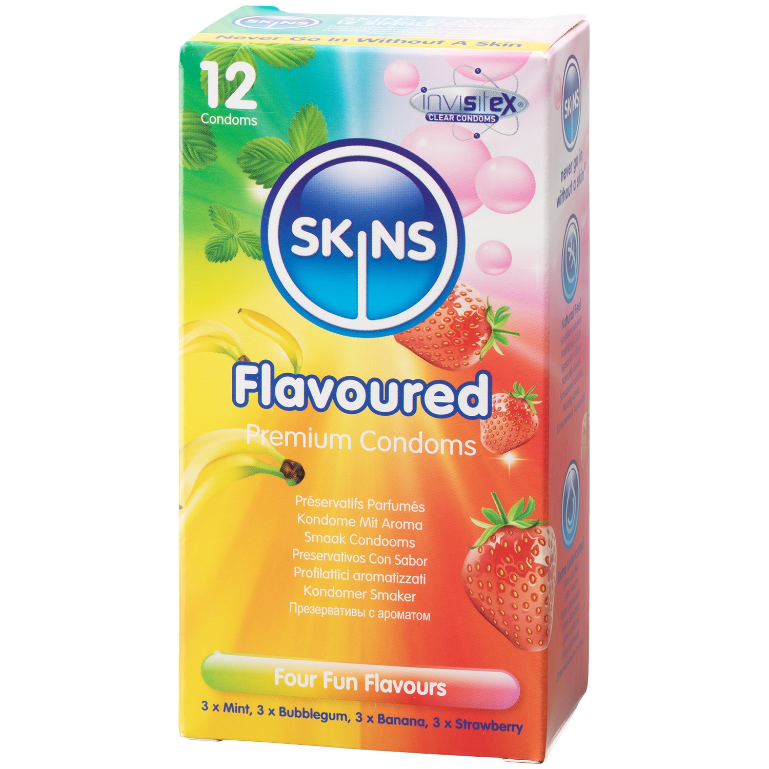 Skins Flavoured Kondomer Med Smag 12 Stk - Klar