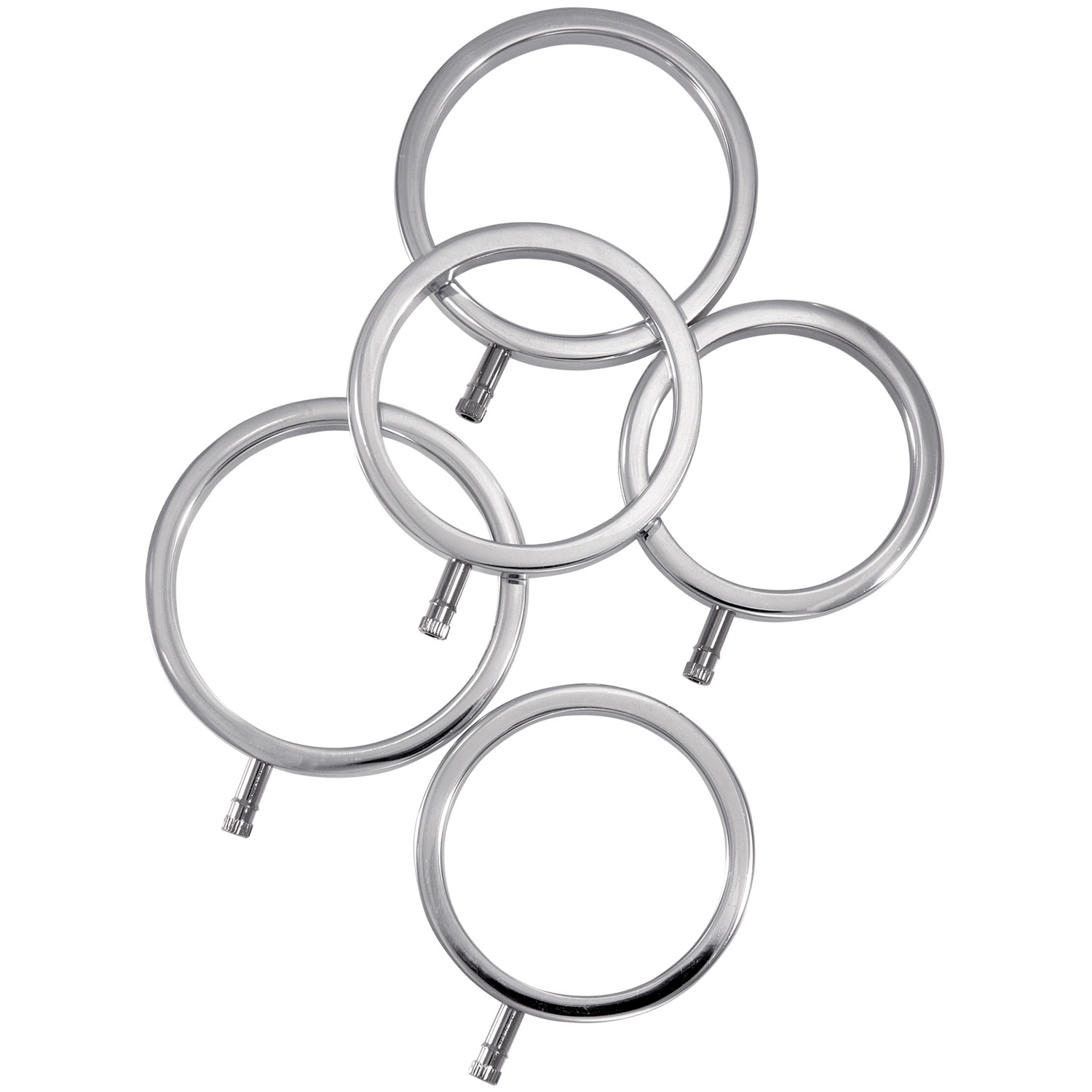 Electrastim Electrarings Solid Metal Cock Rings 5 Pcs - Silver