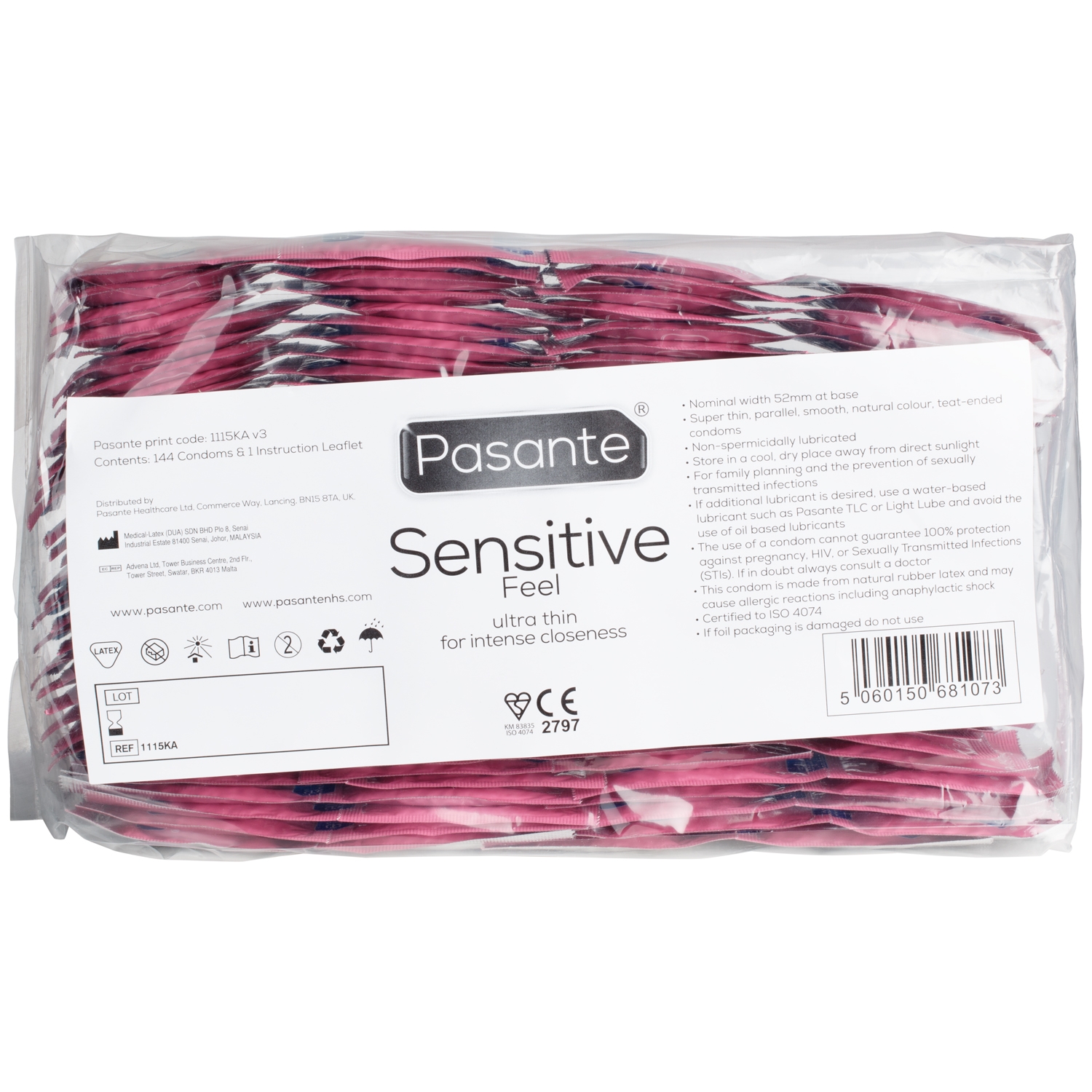 Pasante Sensitive Feel Ultra Thin Kondomer 144 Stk - Clear