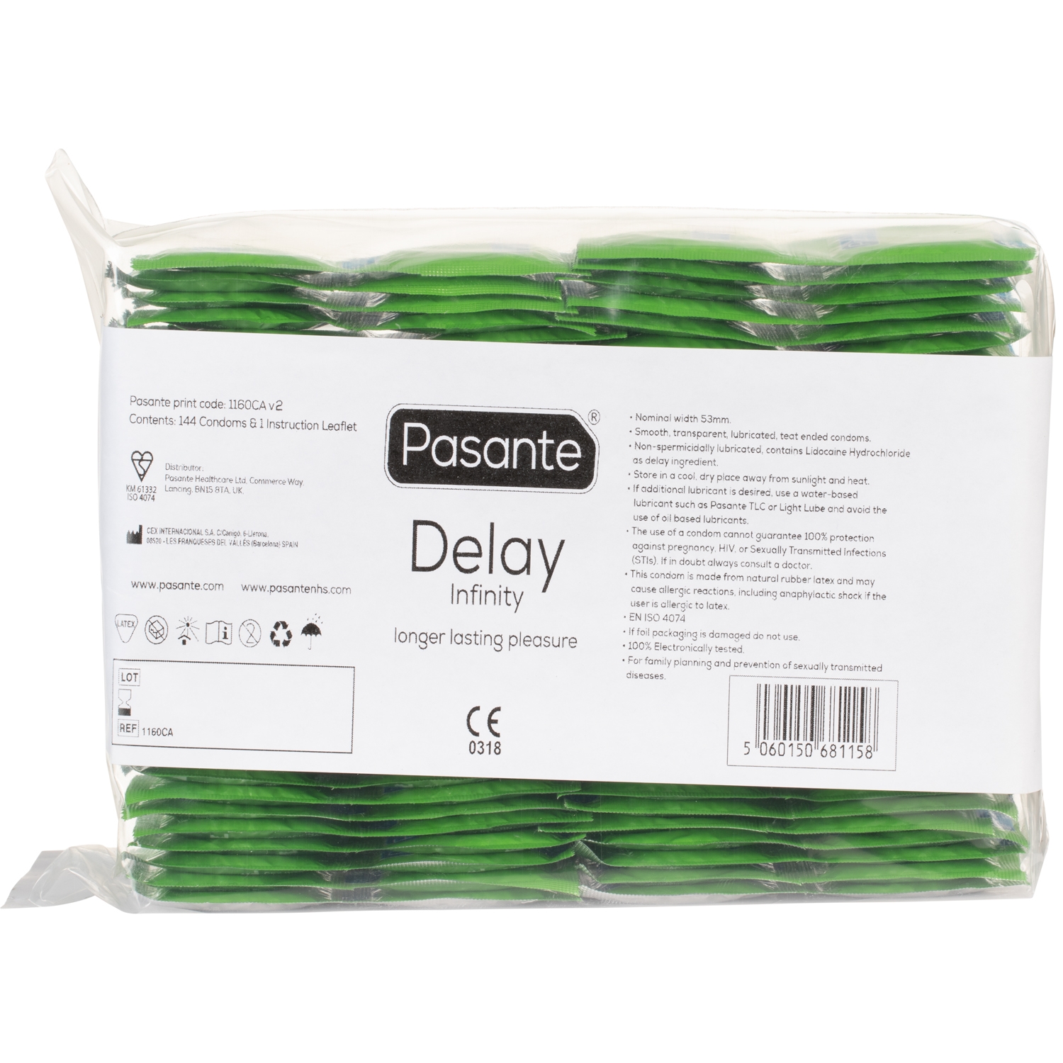 Pasante Delay Infinity Kondomer 144 Stk - Clear