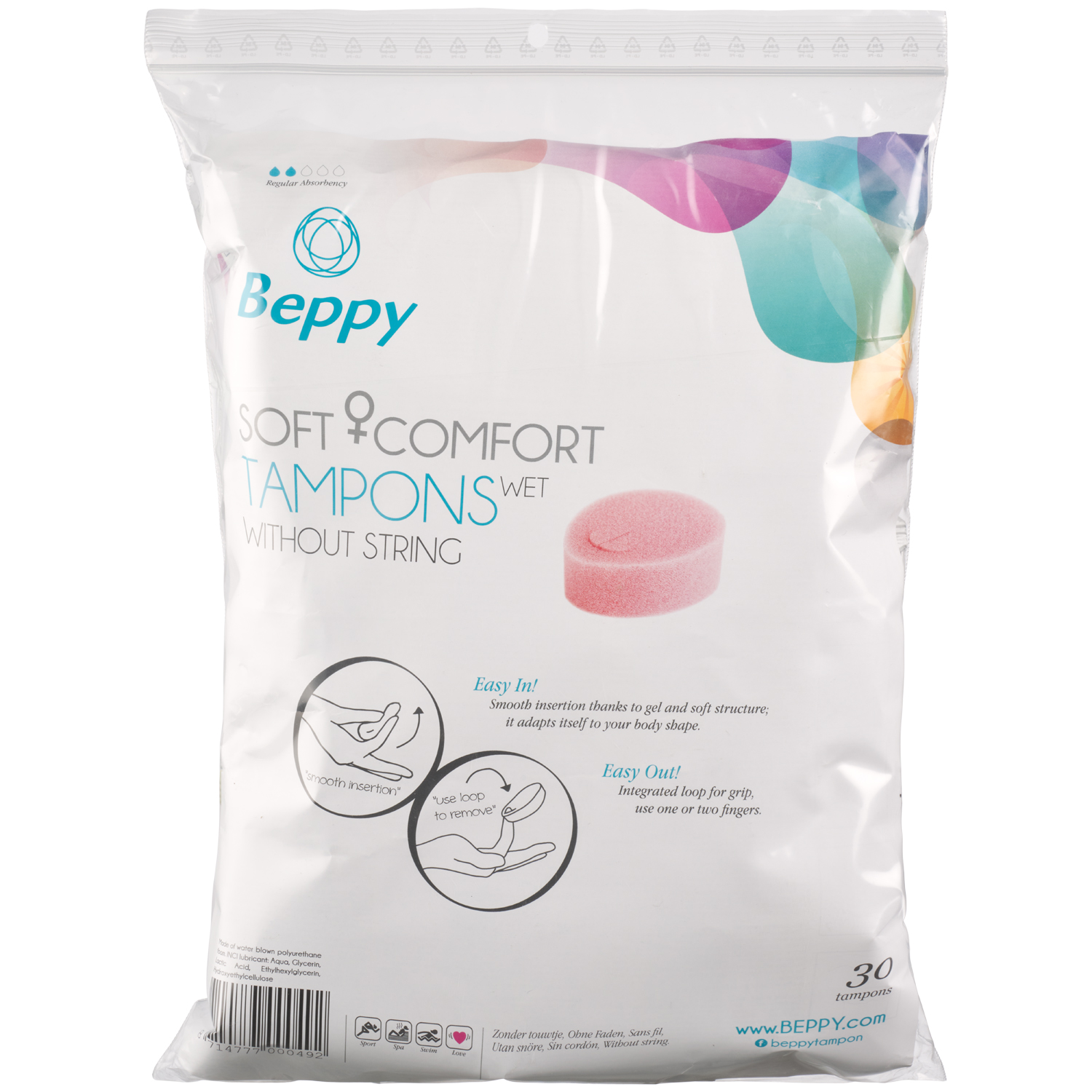 Beppy Soft  Comfort Tampons Wet 30 Pcs - Pink