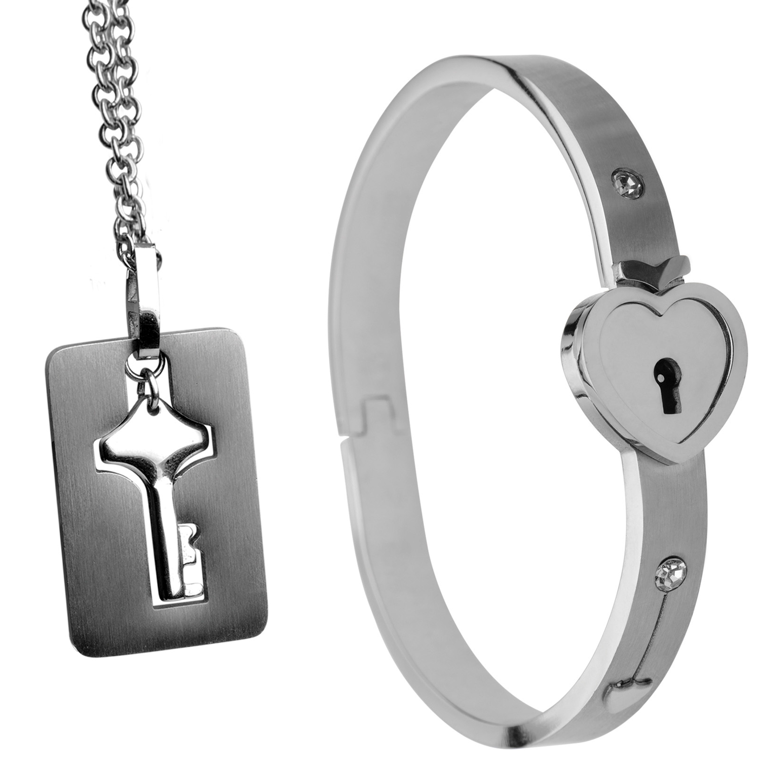 Master Series Armbånd Med Lås Og Nøgle Halskæde - Silver
