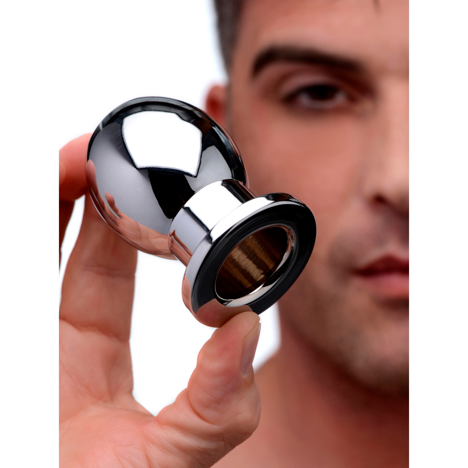 Master Series Aluminium Tunnel Butt Plug - Silver - M