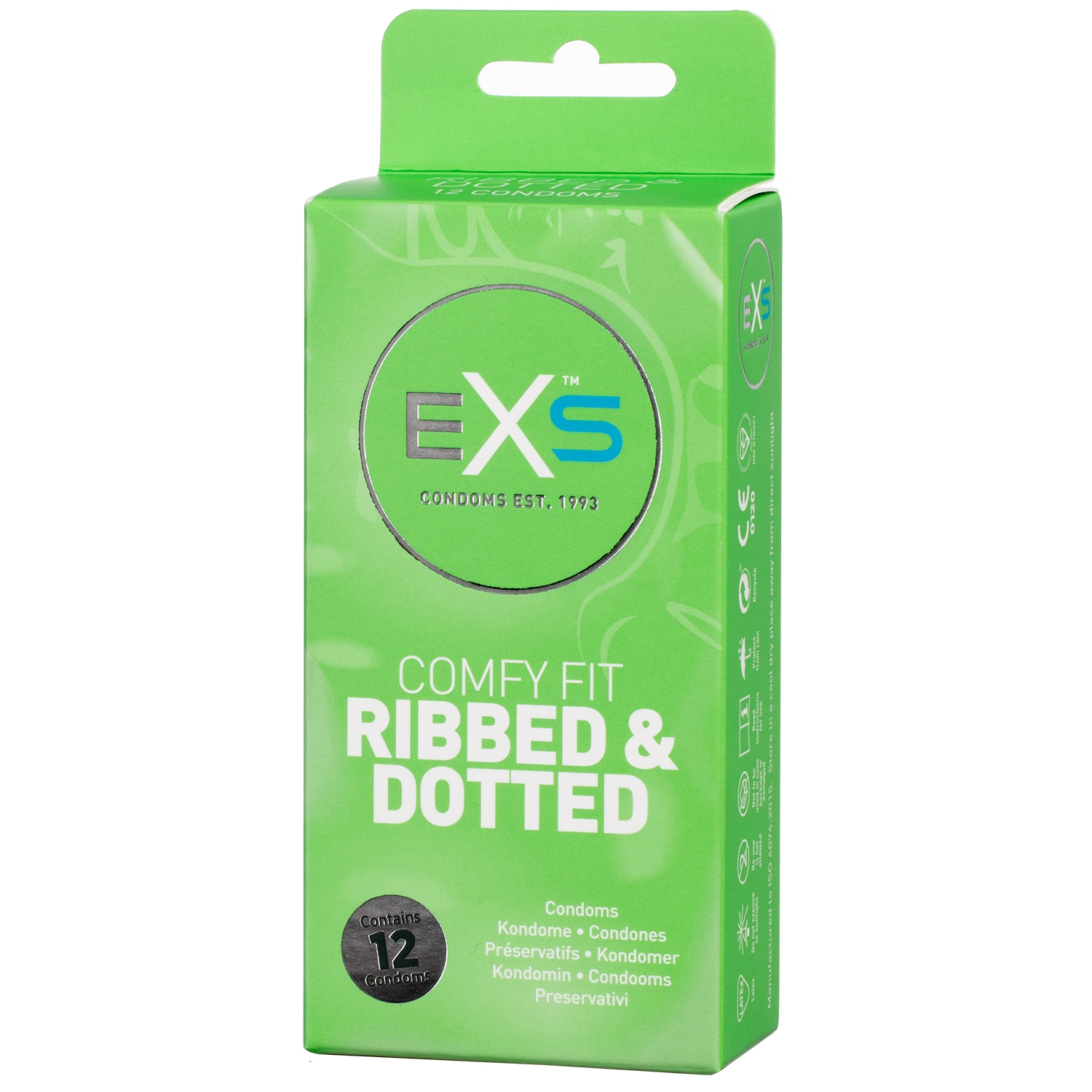 Exs 3in1 Comfy Fit Ribbed  Dotted Kondomer 12 Stk - Clear