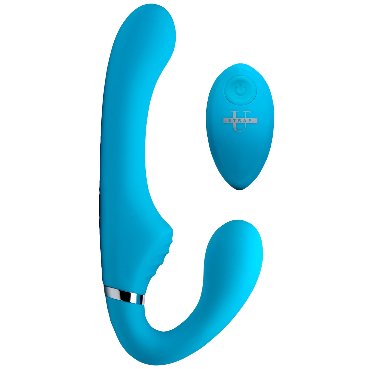 Strap U Mighty Rider Vibrerende Strap-on - Blue