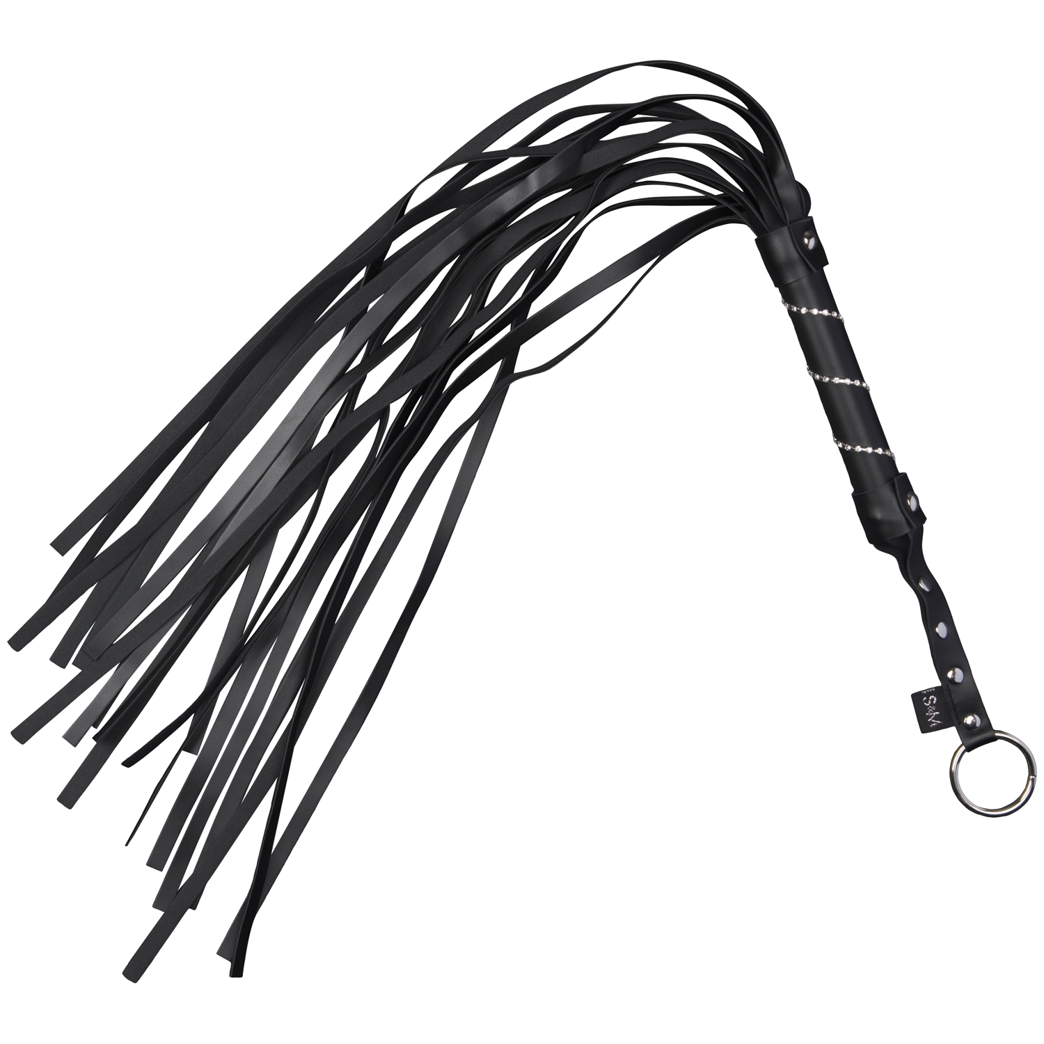 Sex  Mischief Flogger Med Rhinsten 77 Cm - Black