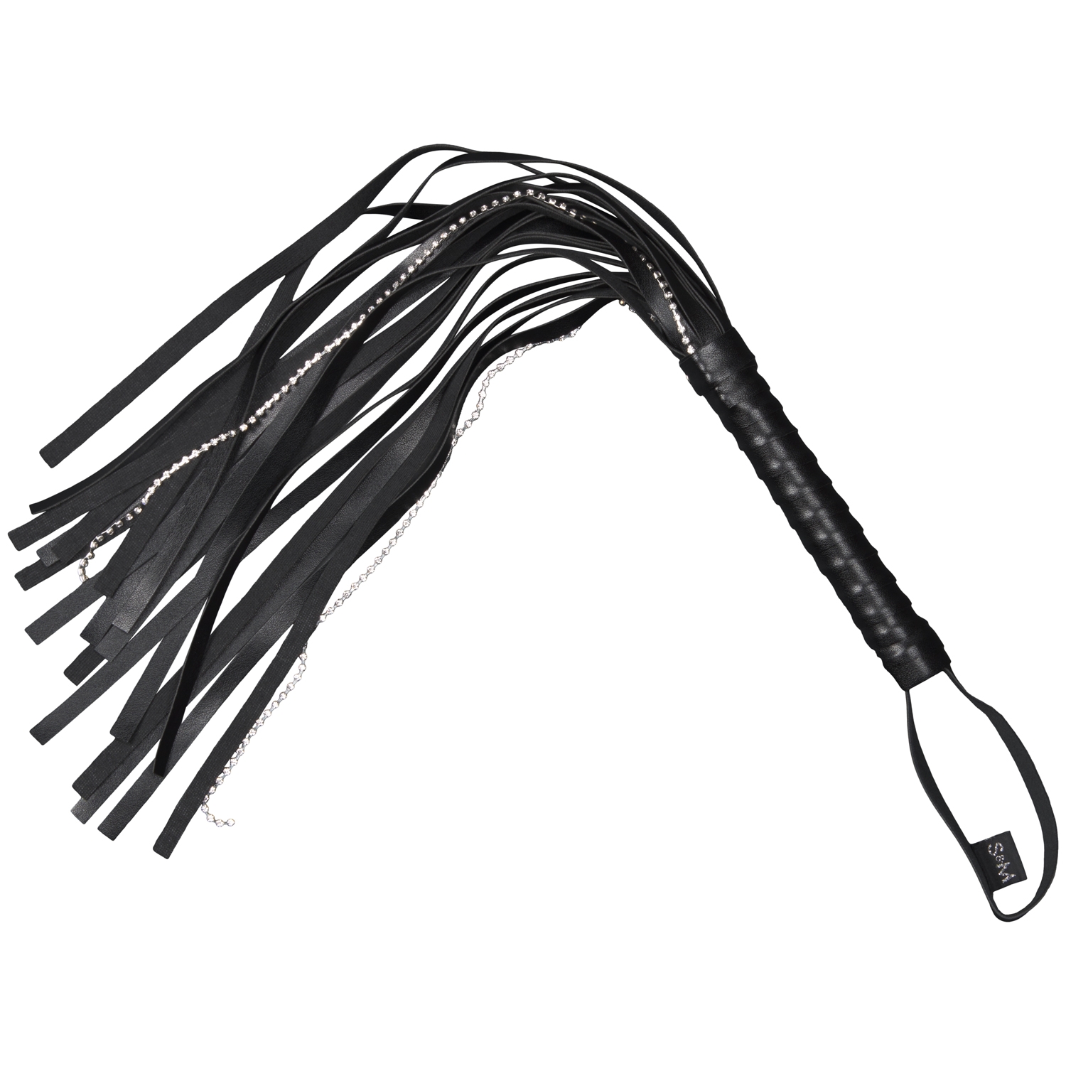 Sex  Mischief Crystal Whip Flogger 605 Cm - Black