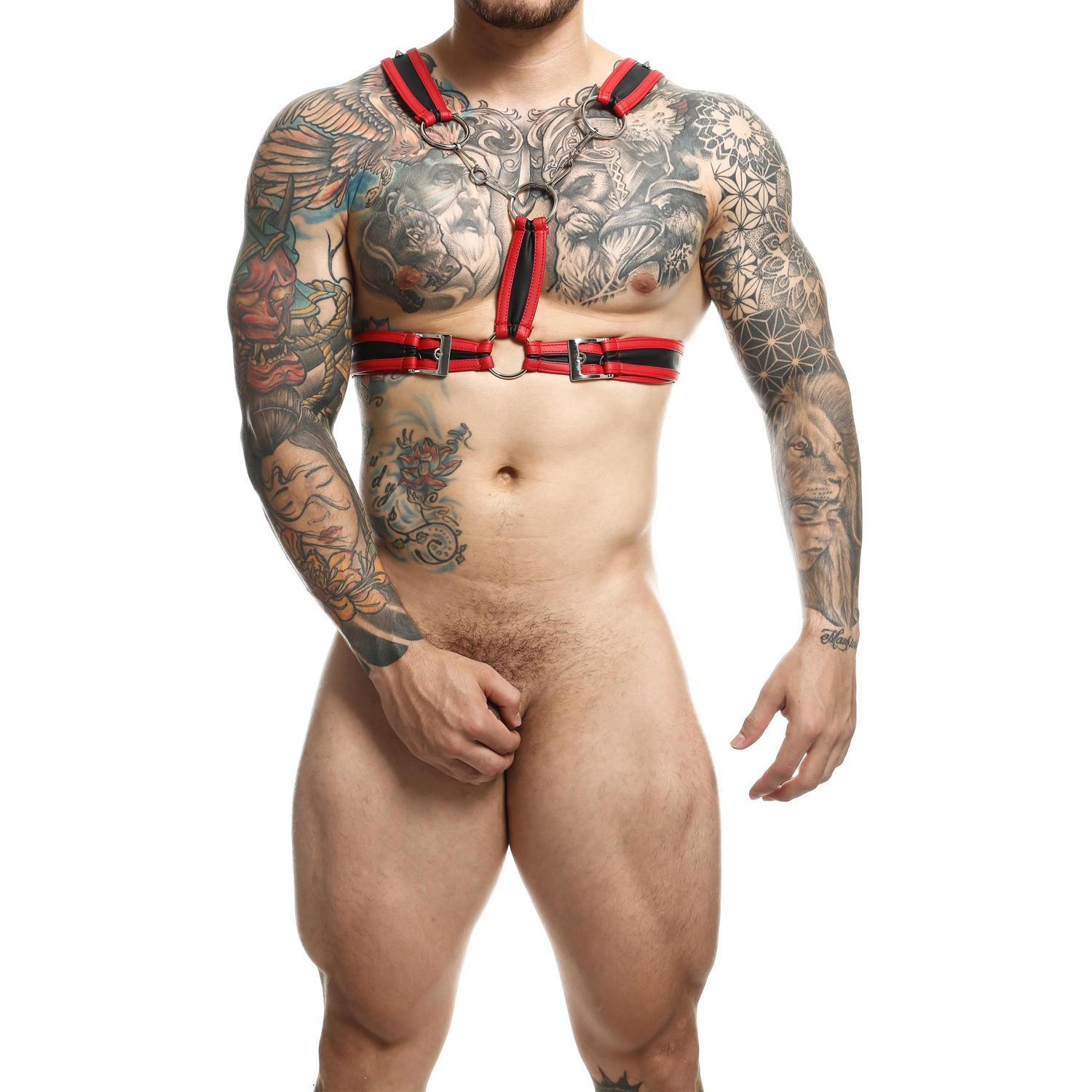 Malebasics Dngeon Cross Bryst Harness - Red