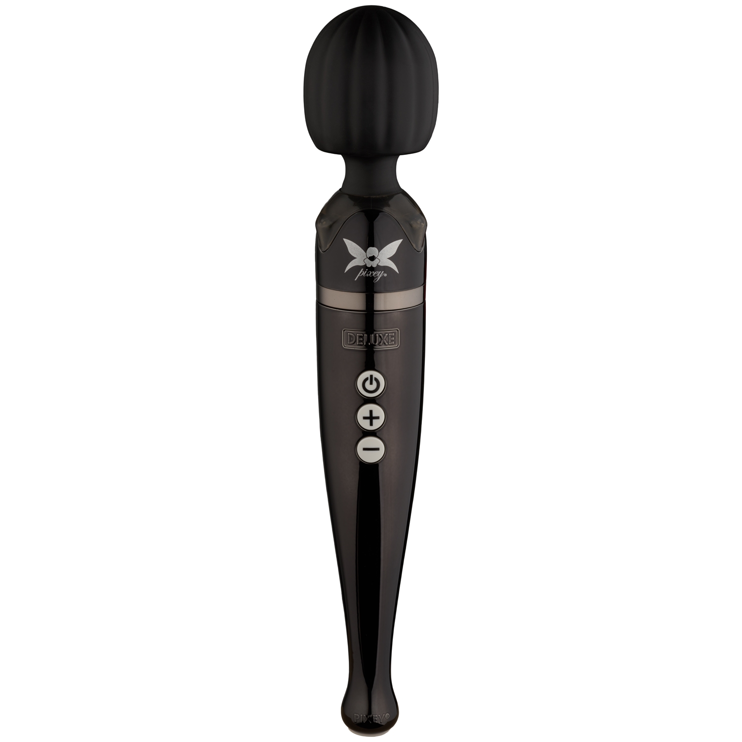 Pixey Deluxe Chrome Kraftfuld Opladelig Massager - Sort