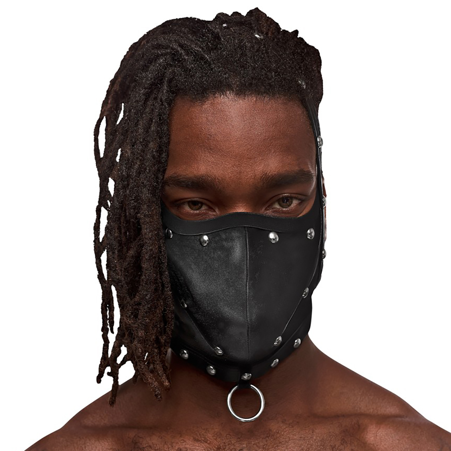 Male Power Fetish Triton Bondage Maske Med Ring - Black