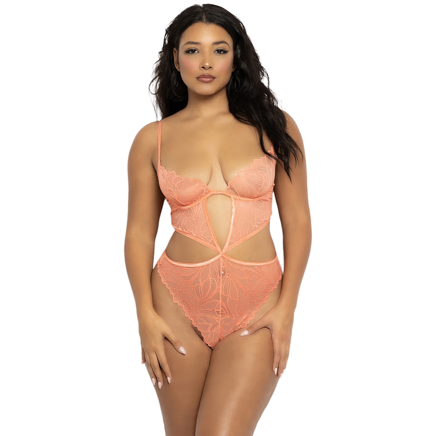Seven Til Midnight Lace Teddy Coral One Size - Koral - One Size