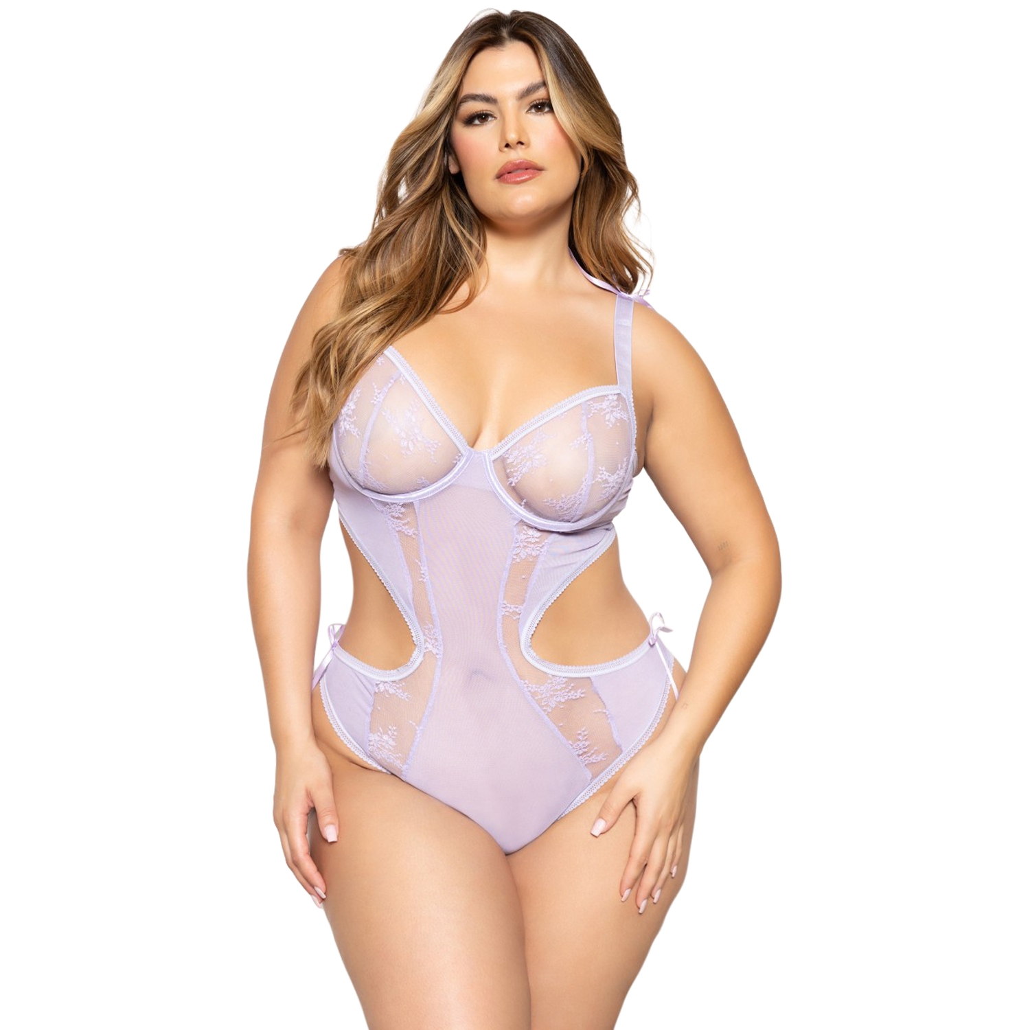 Seven Apostil Midnight Lavender Teddy Med Blomster Blonder Plus Size - Lilla - 3xl4xl