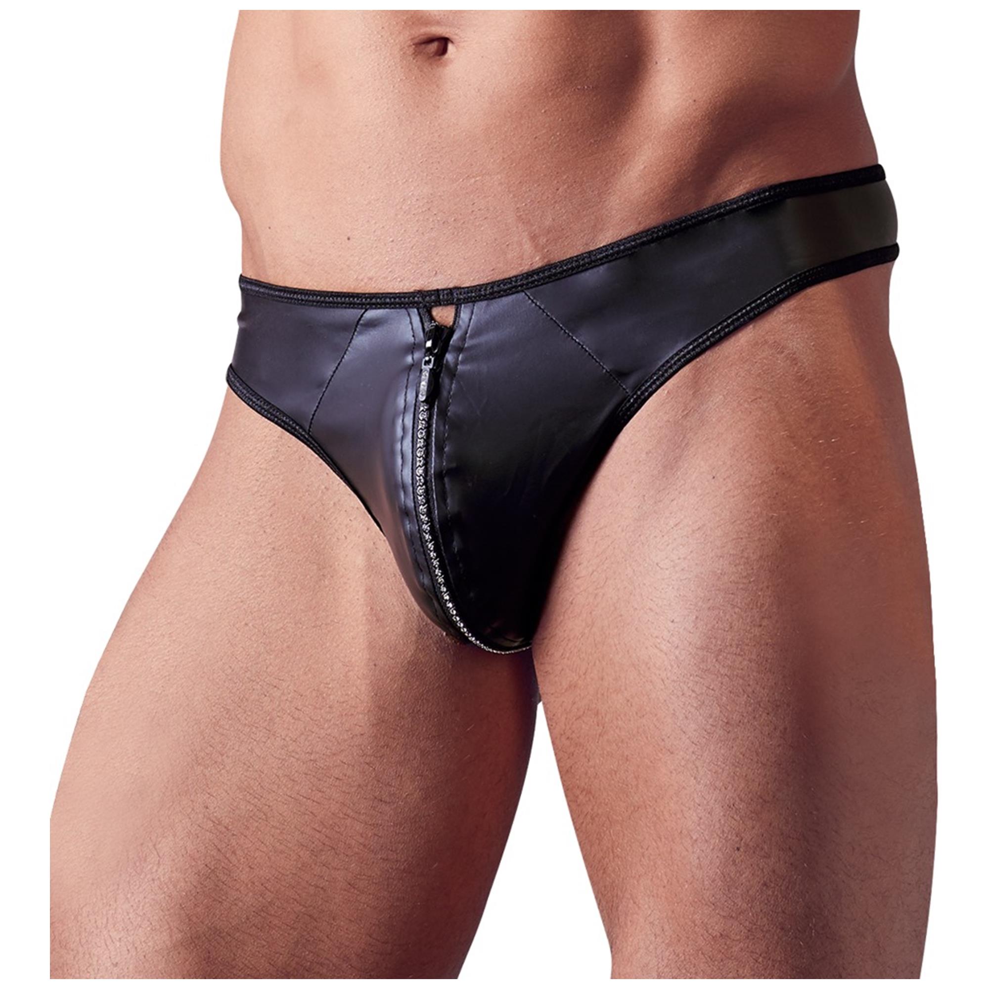 Mens G-string With Strass Zipper L