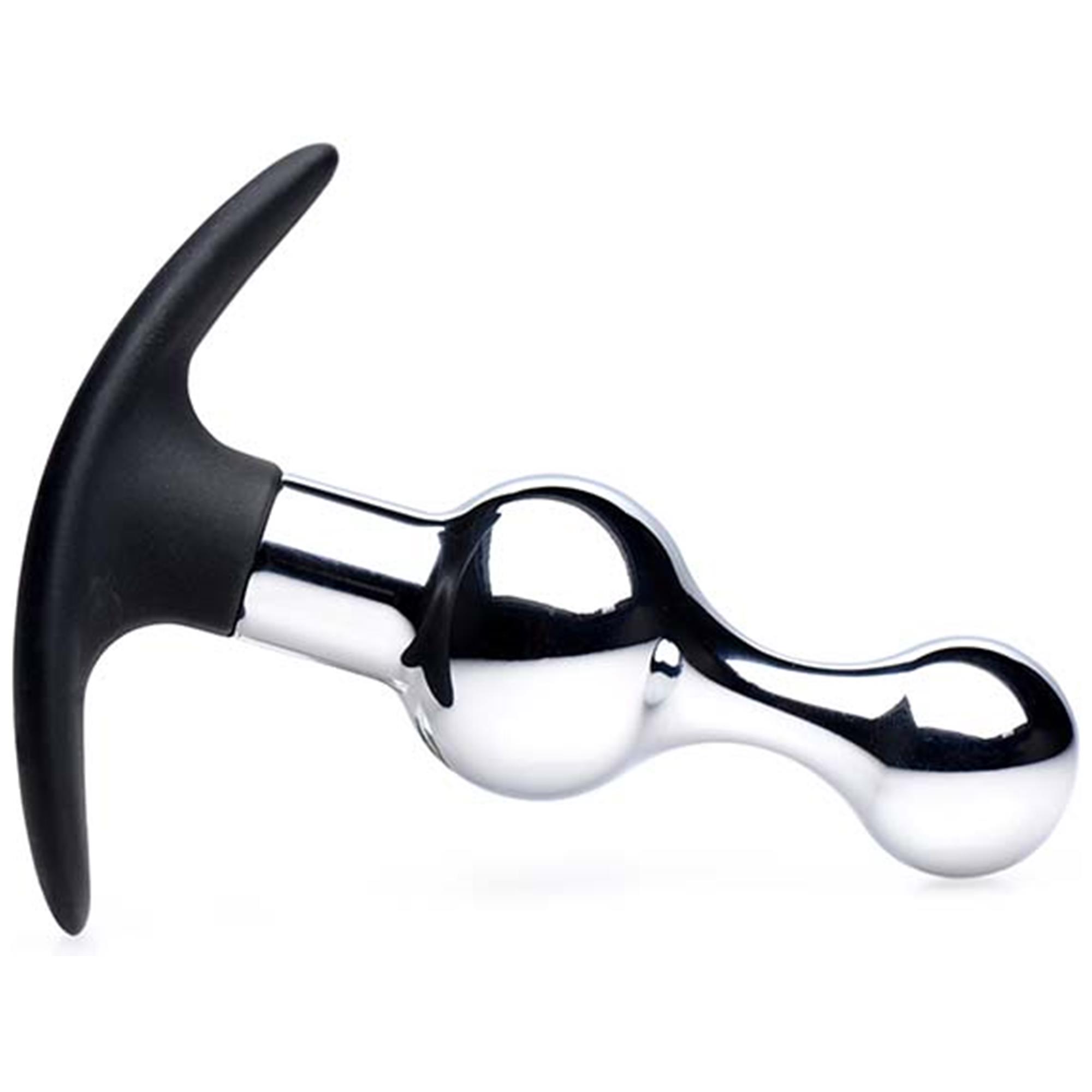 Dark Drop Metal  Silicone Beaded Anal Plug