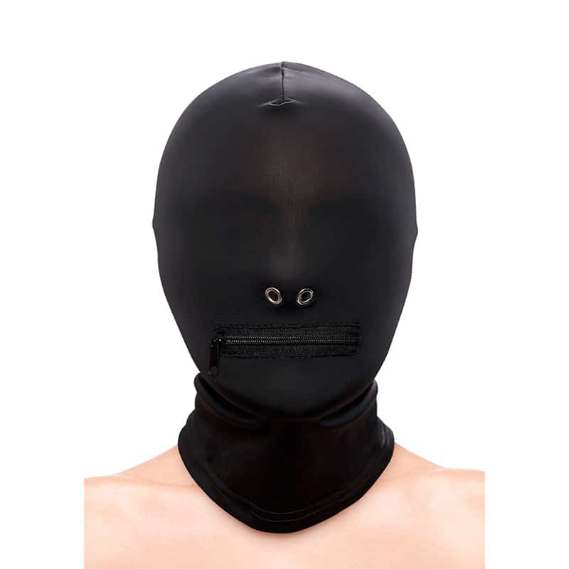 Ns Novelties Fetish  Fashion Zippered Mouth Hood - Sort