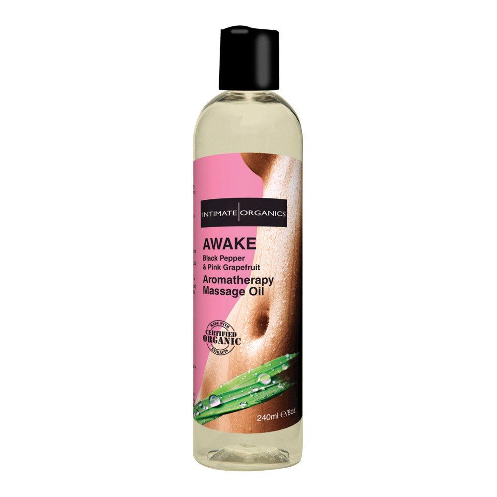 Intimate Organics Aromatherapy  -  Massageolie Med Duft - Awake - 240 Ml