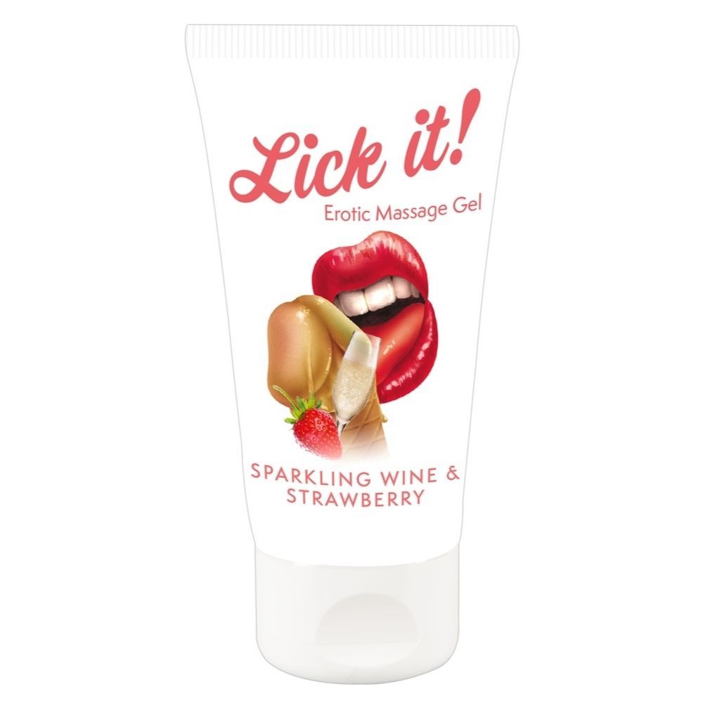 Lick It Erotic Massage Gel-mousserende Jordbærvin