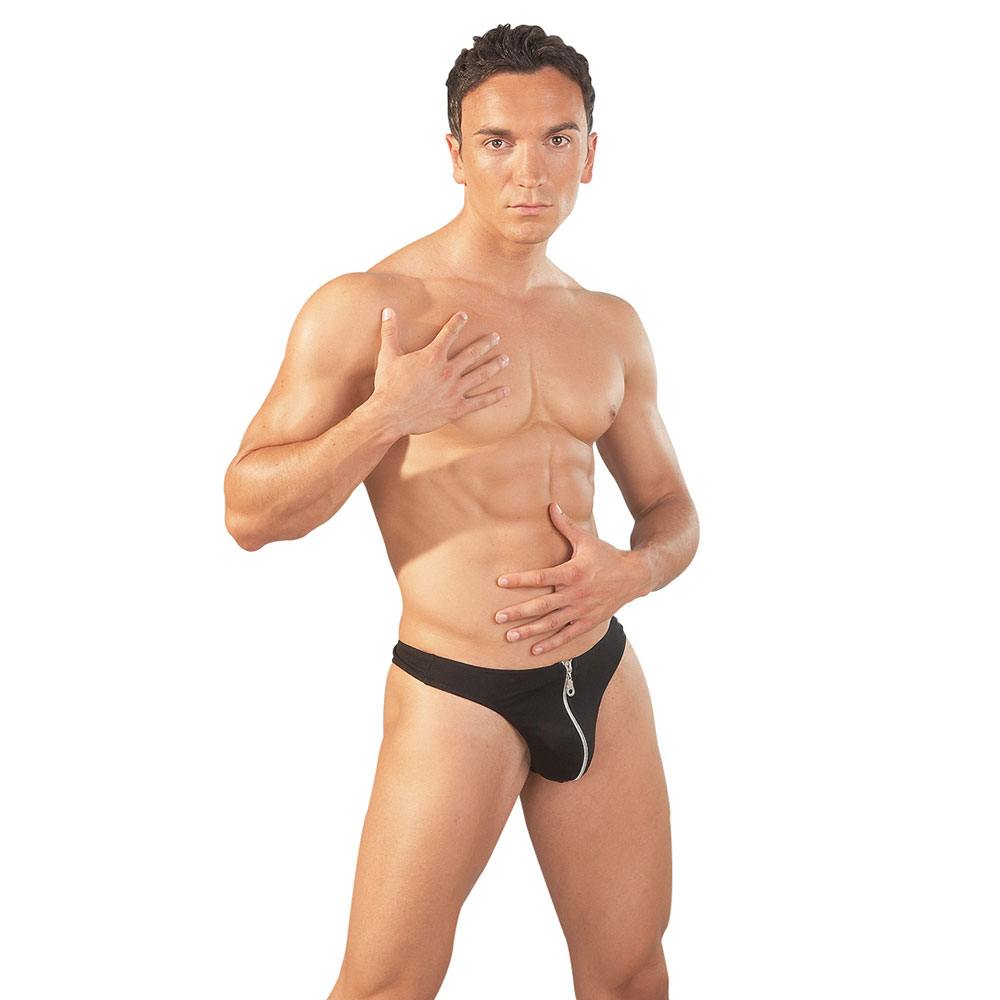 Herre String Zipper i Sort - Sex House Tilbud
