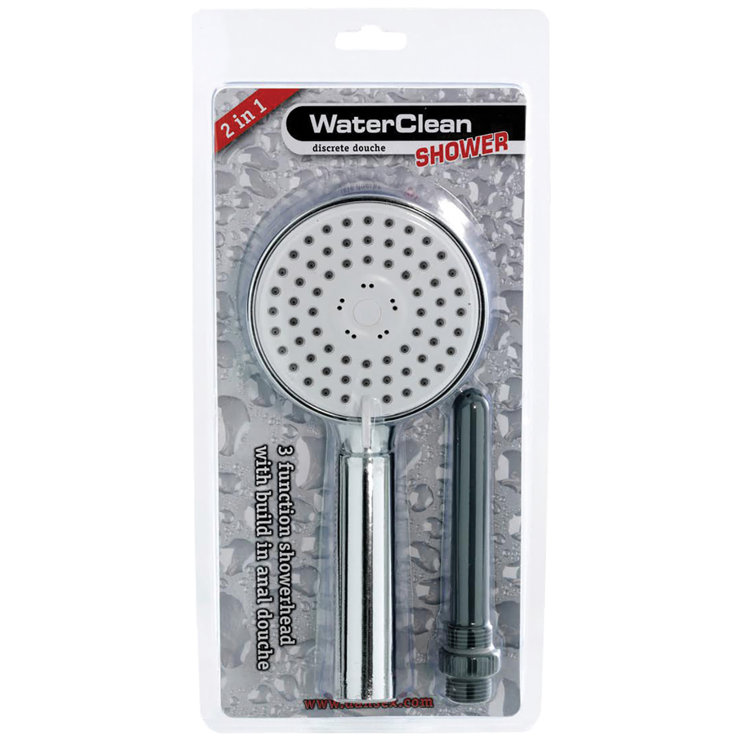 Waterclean 2 In 1 Diskret Brusehoved Til Intimrengøring - Silver