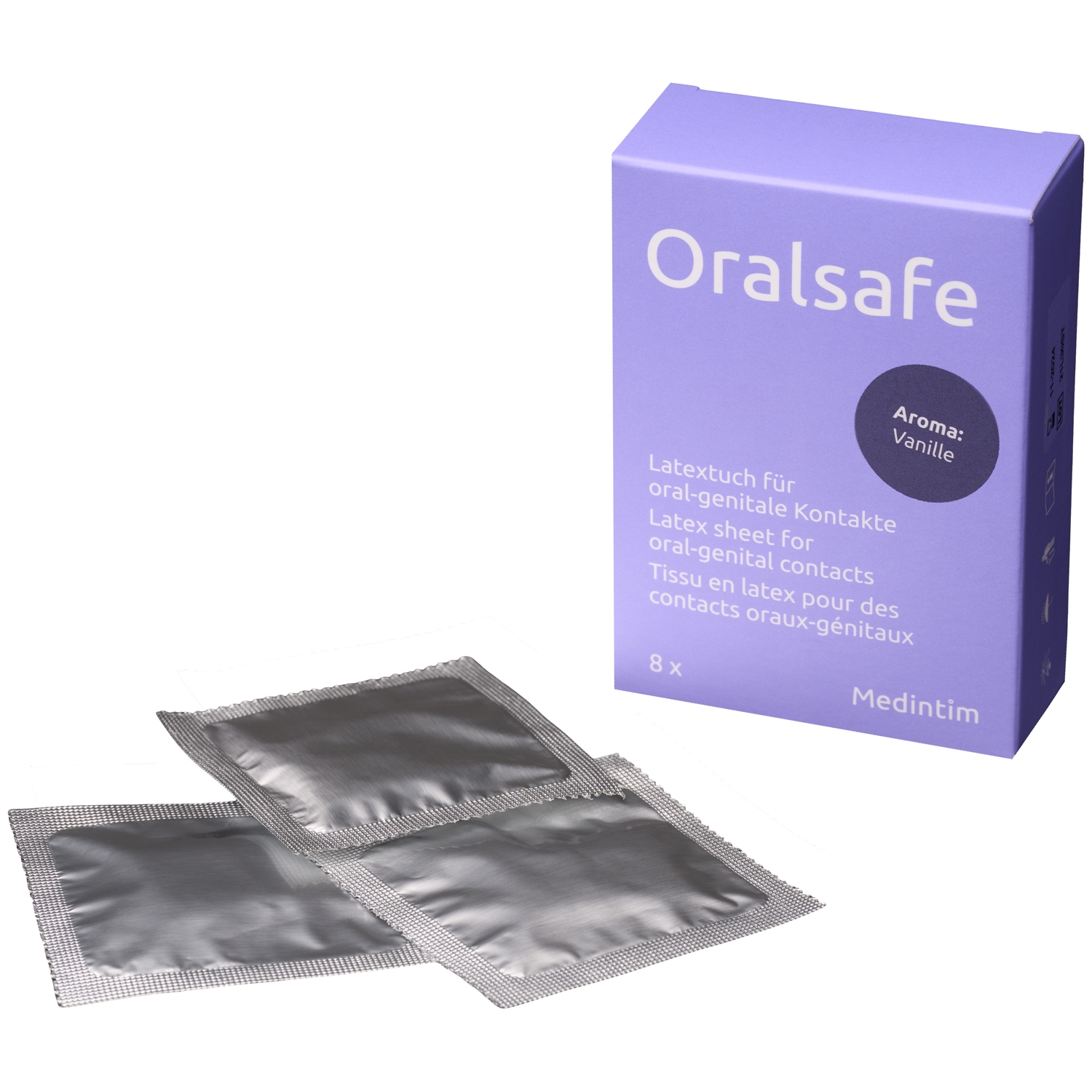 Medintim Oralsafe Latex Slikkelapper Med Vanilje Smag 8 Stk - Nude