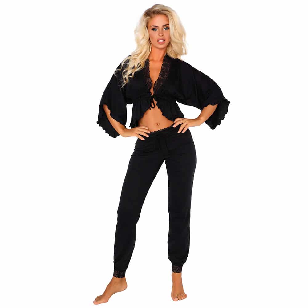 Beauty Night Fashion Margot Pyjamas Sæt Sort - Sm