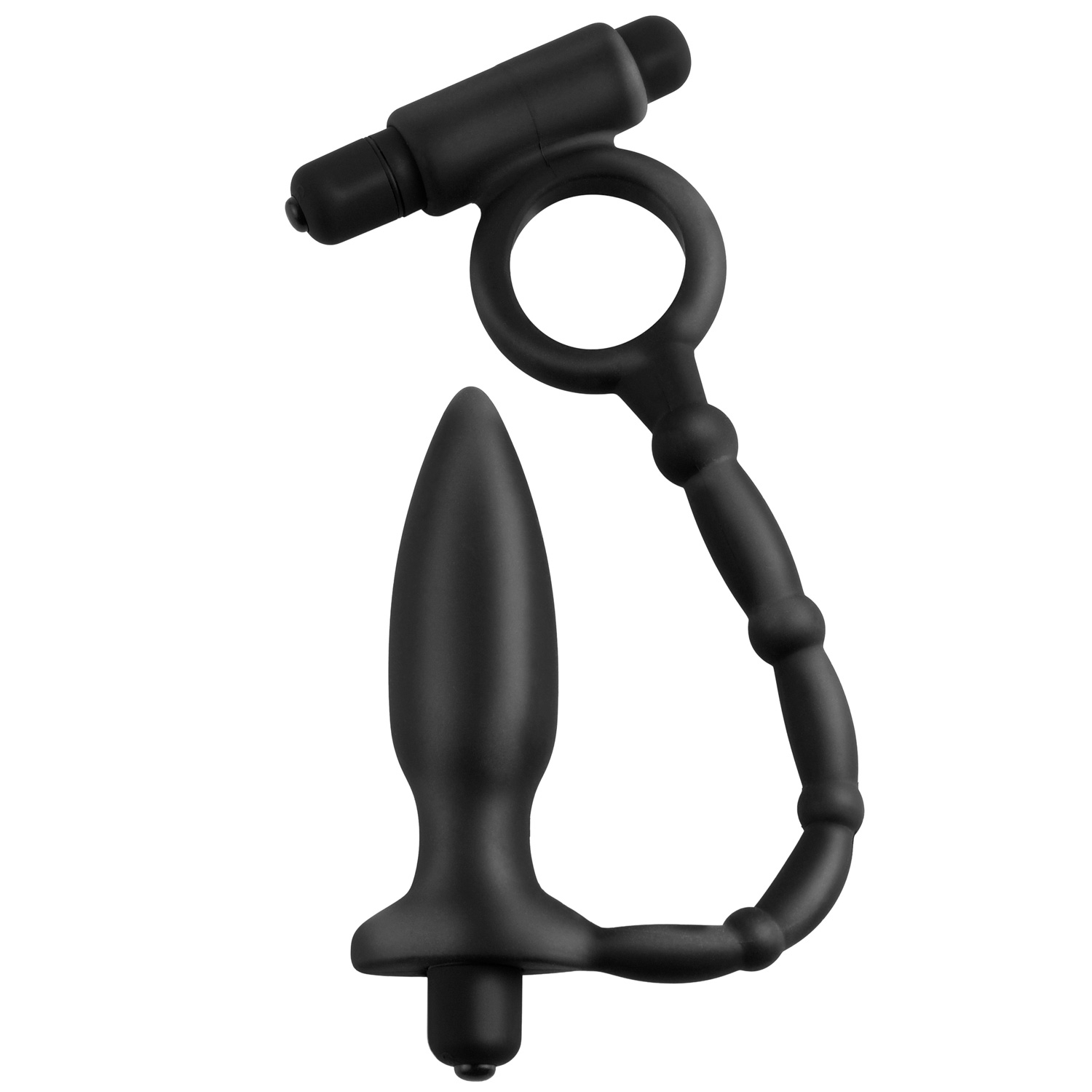 Anal Fantasy Ass-kicker Anal Plug Med Penisring - Black
