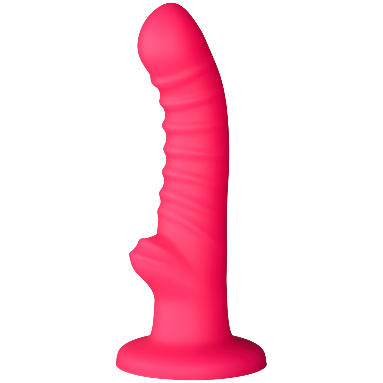 Baseks Ribbed Stimulation Silikone Dildo 17 Cm - Rosa