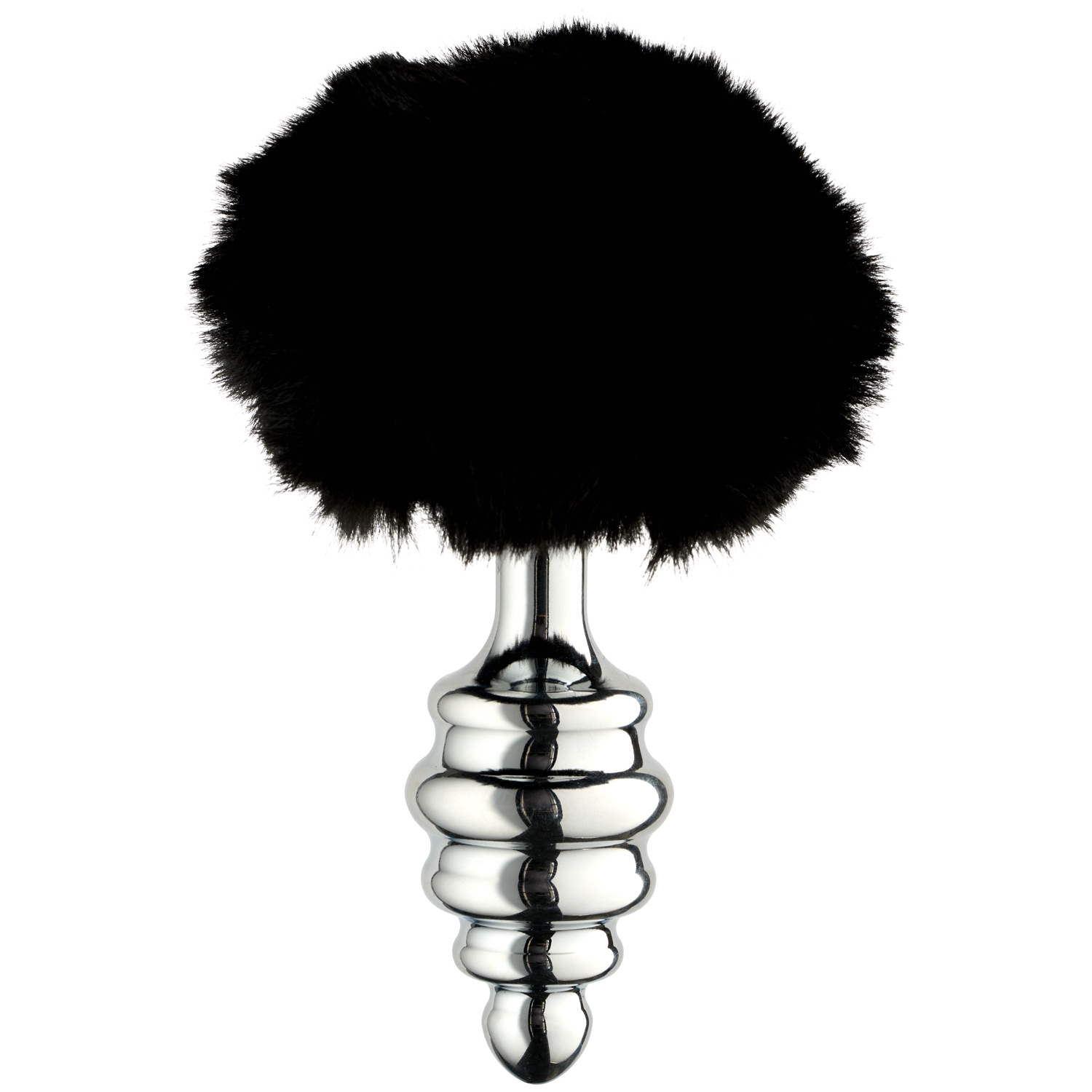 Alive Bdsm Line Sort Fluffy Metal Butt Plug L - Sort