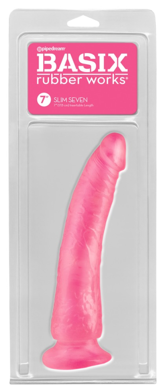 Pipedream Basix Slim Seven - Pink Dildo 21 cm på tilbud!